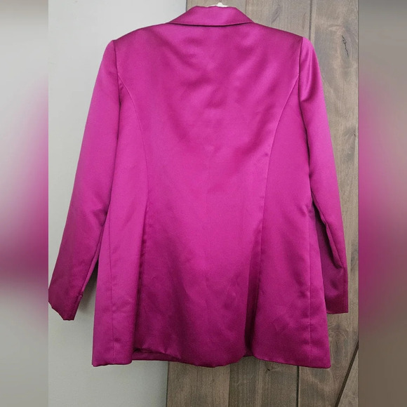 Vintage FARINAE Collections Satin Fushia Blazer. Size medium. - Picture 3 of 9